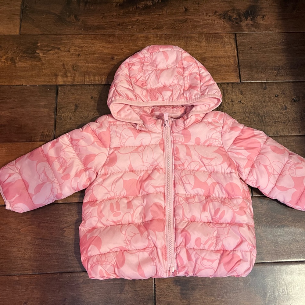GAP Pink Minnie Mouse Puffer Jacket